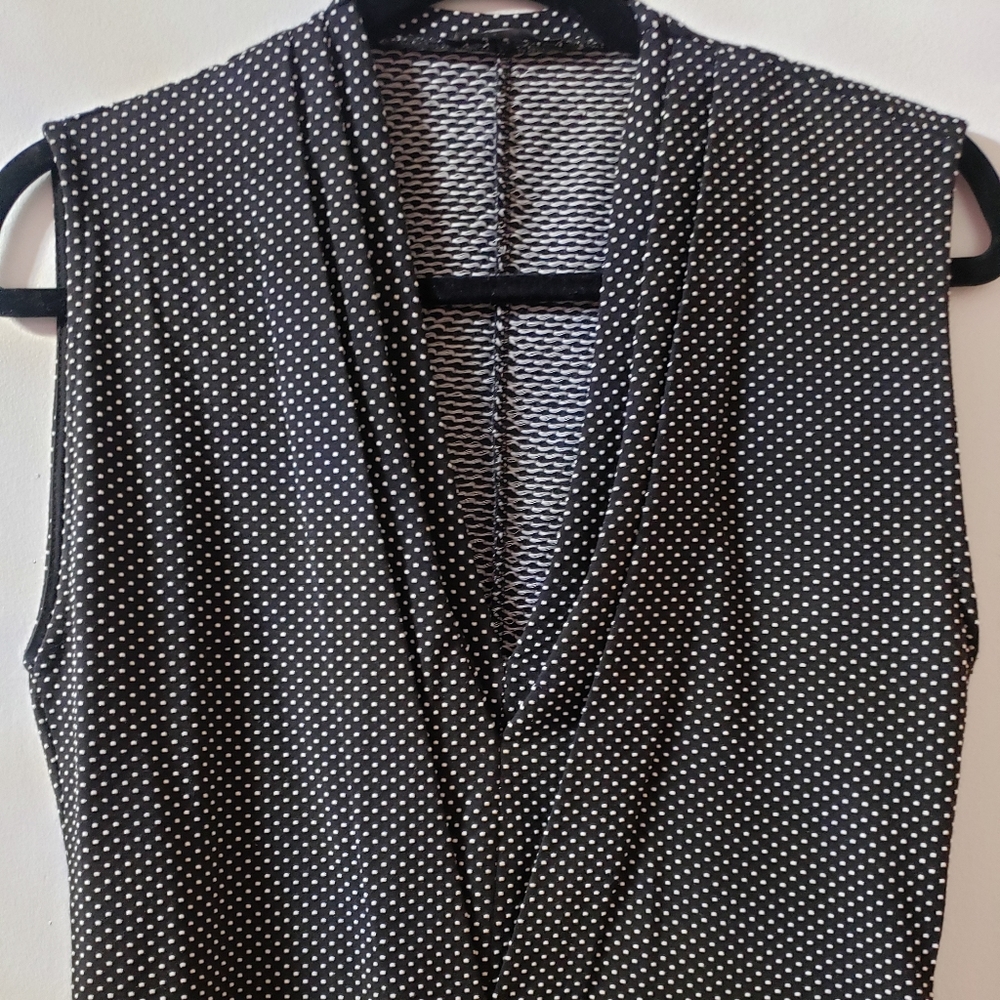 Zara sleeveless, midi black/white polka dot dress